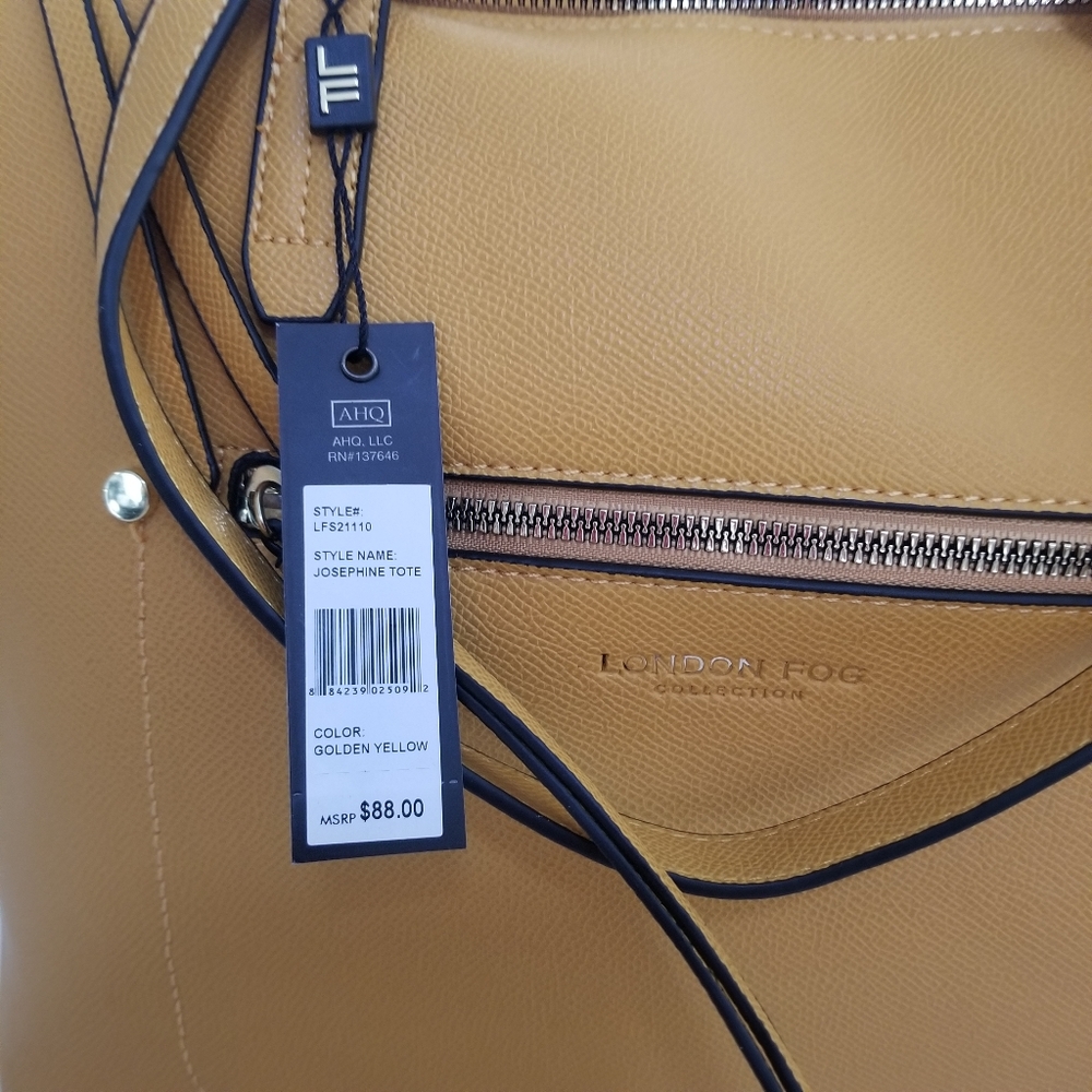 LONDON FOG YELLOW JOSEPHINE TOTE - Picture 3 of 10